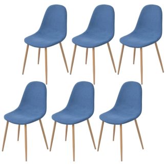 Spisebordsstole 6 stk. stof blå