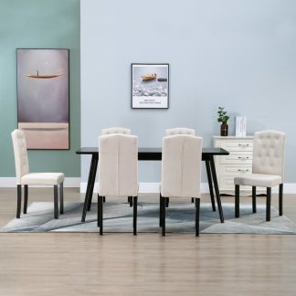 Spisebordsstole 6 stk. stof cremefarvet