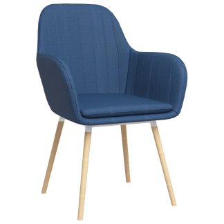 Spisebordsstole med armlæn 2 stk. stof blå