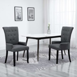 Spisebordsstole med armlæn 2 stk. stof mørkegrå