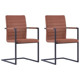 Spisebordsstole med cantilever 2 stk. kunstlæder brun