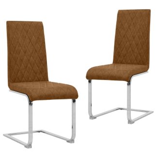 Spisebordsstole med cantilever 2 stk. kunstlæder mørkebrun