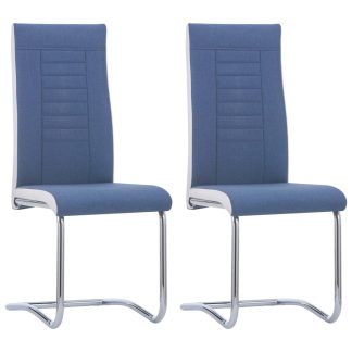 Spisebordsstole med cantilever 2 stk. stof blå