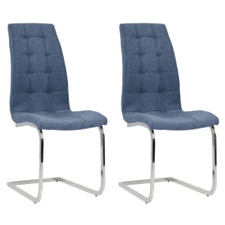 Spisebordsstole med cantilever 2 stk. stof blå