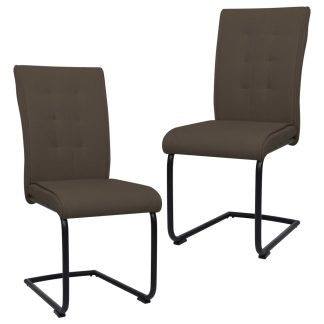 Spisebordsstole med cantilever 2 stk. stof brun