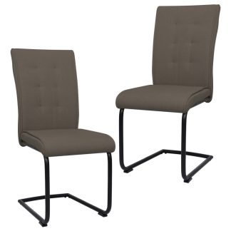 Spisebordsstole med cantilever 2 stk. stof gråbrun