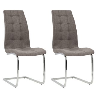 Spisebordsstole med cantilever 2 stk. stof gråbrun