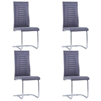 Spisebordsstole med cantilever 4 stk. imiteret ruskind grå