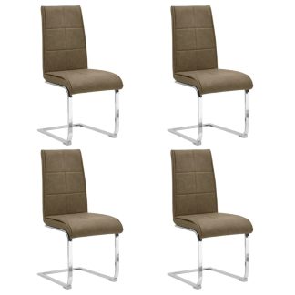 Spisebordsstole med cantilever 4 stk. kunstlæder brun