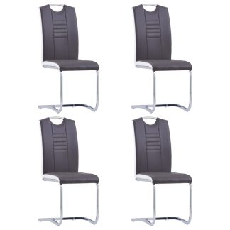 Spisebordsstole med cantilever 4 stk. kunstlæder grå