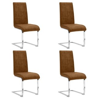 Spisebordsstole med cantilever 4 stk. kunstlæder mørkebrun