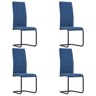 Spisebordsstole med cantilever 4 stk. stof blå
