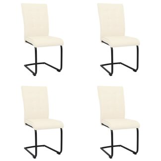 Spisebordsstole med cantilever 4 stk. stof cremefarvet
