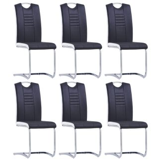 Spisebordsstole med cantilever 6 stk. kunstlæder sort