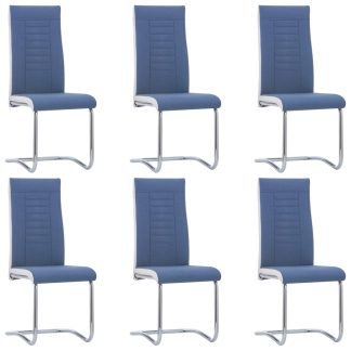 Spisebordsstole med cantilever 6 stk. stof blå