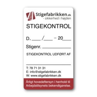 Stigekontrol mærkater + kontrolark
