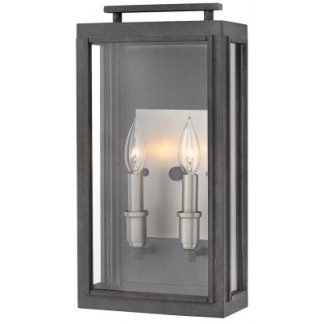Sutcliffe Væglampe i stål og glas H43,1 cm 2 x E14 - Aldret zink/Antik nikkel/Klar