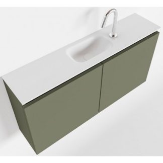 TURE Komplet badmiljø centreret håndvask B100 cm MDF - Armygrøn/Talkum