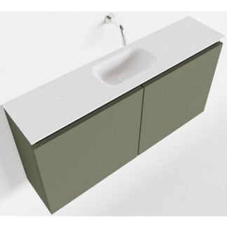 TURE Komplet badmiljø centreret håndvask B100 cm MDF - Armygrøn/Talkum