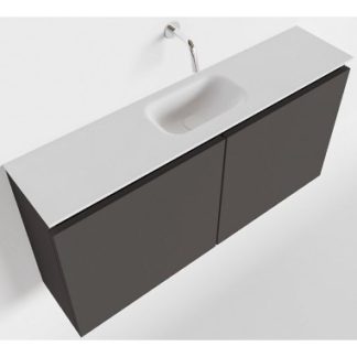 TURE Komplet badmiljø centreret håndvask B100 cm MDF - Mørkegrå/Talkum
