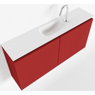 TURE Komplet badmiljø centreret håndvask B100 cm MDF - Rød/Talkum