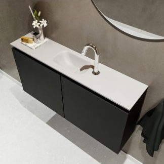 TURE Komplet badmiljø centreret håndvask B100 cm MDF - Sort/Talkum