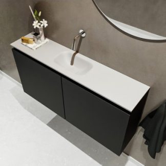 TURE Komplet badmiljø centreret håndvask B100 cm MDF - Sort/Talkum