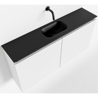 TURE Komplet badmiljø centreret håndvask B100 cm MDF - Talkum/Sort