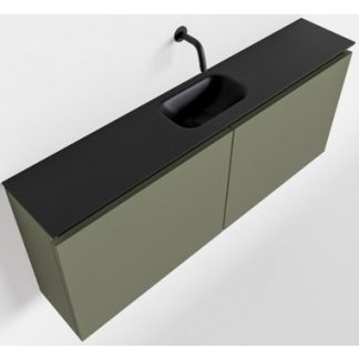 TURE Komplet badmiljø centreret håndvask B120 cm MDF - Armygrøn/Sort