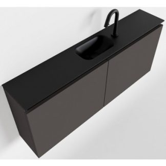 TURE Komplet badmiljø centreret håndvask B120 cm MDF - Mørkegrå/Sort