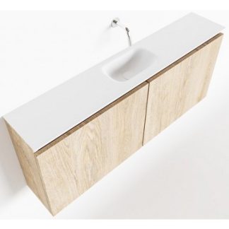 TURE Komplet badmiljø centreret håndvask B120 cm MDF - Vasket eg/Talkum