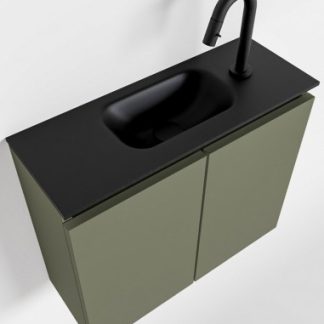 TURE Komplet badmiljø centreret håndvask B60 cm MDF - Armygrøn/Sort