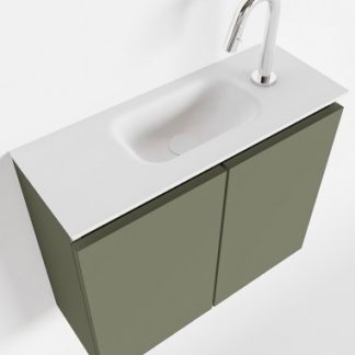 TURE Komplet badmiljø centreret håndvask B60 cm MDF - Armygrøn/Talkum