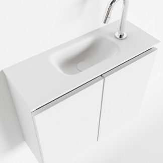 TURE Komplet badmiljø centreret håndvask B60 cm MDF - Talkum/Talkum