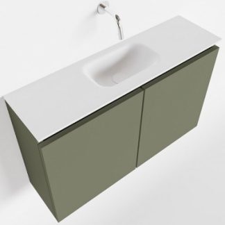 TURE Komplet badmiljø centreret håndvask B80 cm MDF - Armygrøn/Talkum