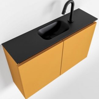 TURE Komplet badmiljø centreret håndvask B80 cm MDF - Okker/Sort