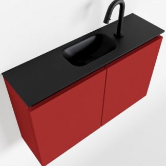 TURE Komplet badmiljø centreret håndvask B80 cm MDF - Rød/Sort