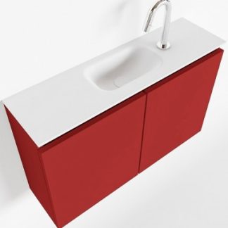 TURE Komplet badmiljø centreret håndvask B80 cm MDF - Rød/Talkum