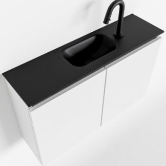 TURE Komplet badmiljø centreret håndvask B80 cm MDF - Talkum/Sort