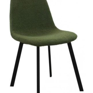 Ted spisebordsstol i metal og teddy polyester H87 cm - Sort/Grøn
