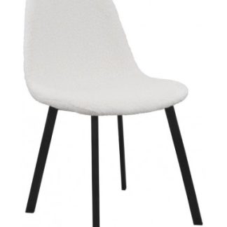 Ted spisebordsstol i metal og teddy polyester H87 cm - Sort/Hvid