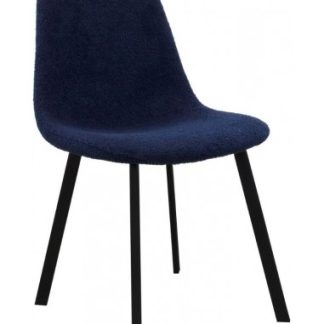 Ted spisebordsstol i metal og teddy polyester H87 cm - Sort/Mørkeblå
