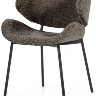 Tess spisebordsstol i metal og bouclé H72 cm - Sort/Brun