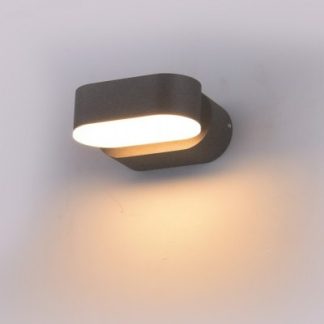 V-Tac 6W LED grå væglampe - Oval, roterbar 350 grader, IP65 udendørs, 230V, inkl. lyskilde - Dæmpbar : Ikke dæmpbar, Kulør : Varm