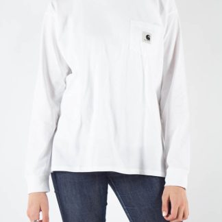 W' L/S Pocket T-Shirt - White - Carhartt WIP - Hvid XS