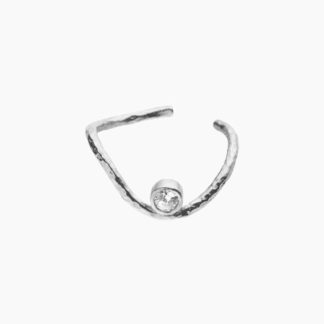 Wavy Ear Cuff - Silver With Stone - Stine A - Sølv One Size