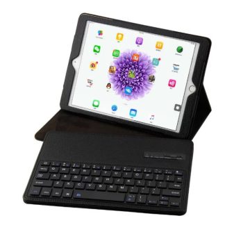 iPad 9.7 (2017/2018) - Bluetooth/trådløs Tastatur DANSK layout m/aftagelig læder etui/cover - Sort