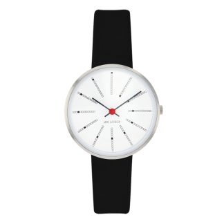 Arne Jacobsen Bankers Watch armbåndsur, ø30 mm med sort rem