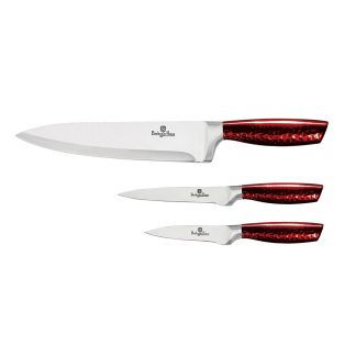 Berlinger Haus - Knivsæt i 3 dele - Laser skåret stål - Burgundy Edition
