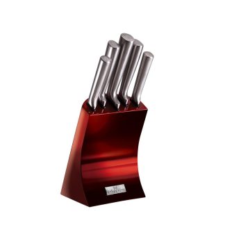 Berlinger Haus - Knivsæt i 6 dele med bordholder - laserskåret stål - Burgundy Edition